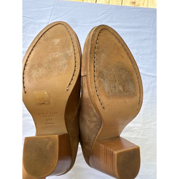 Rag & Bone New York Suede Women’s Camel Booties Size 39 1/2 Tan Beige Boots - Picture 16 of 16